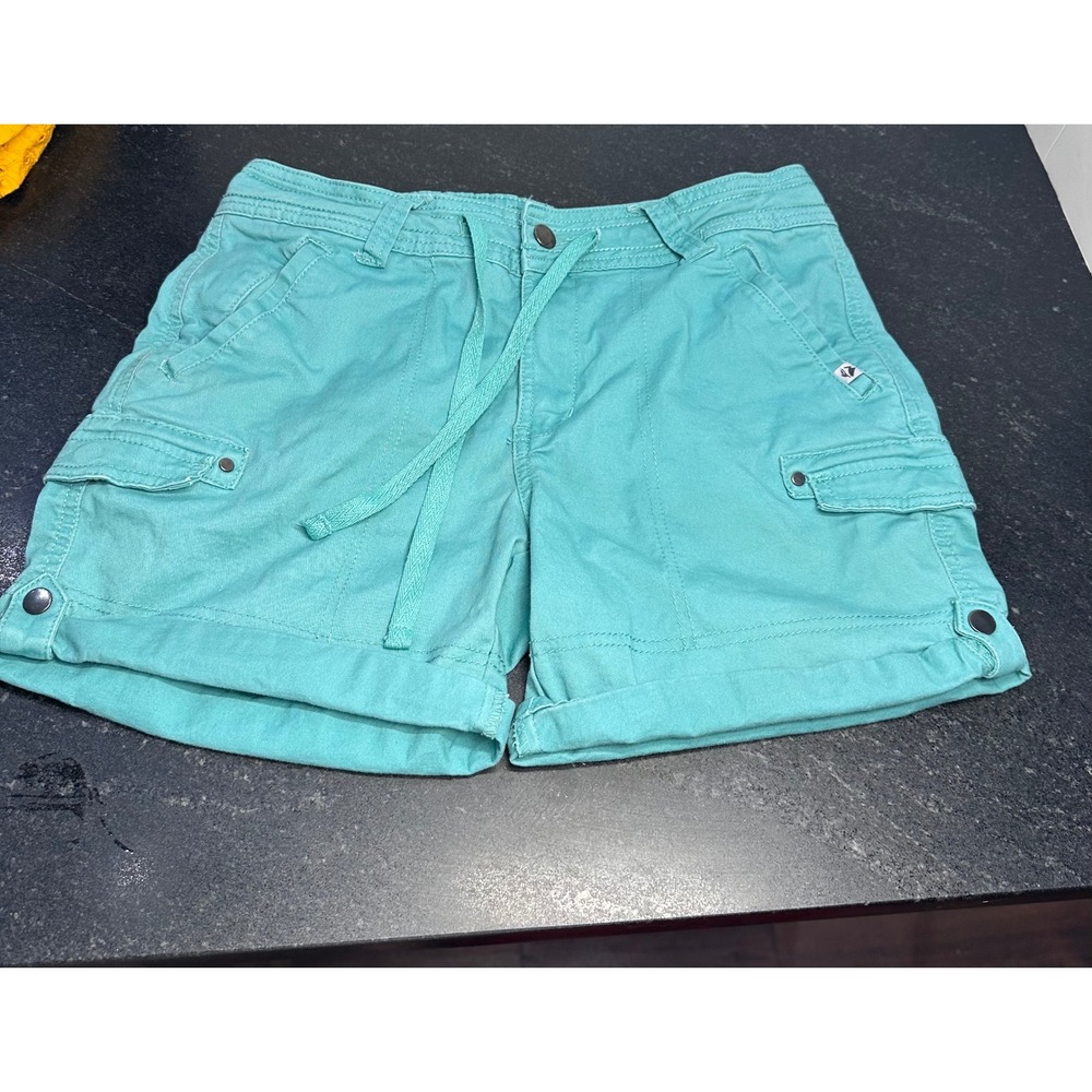 Ocean+Coast Womens Teal Cargo Shorts Size 6 Stretch Cotton Drawstring Cuffed